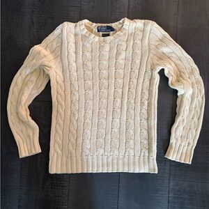 Vintage Ralph Lauren Cream Cable Knit Crewneck Sweater